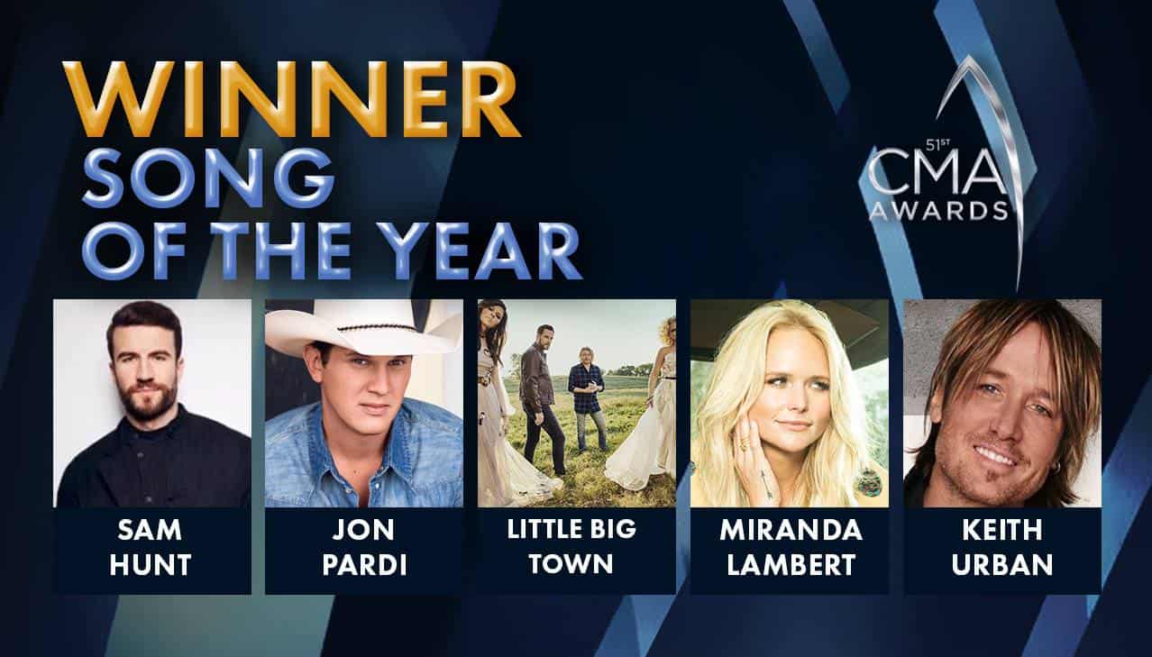 2017 CMA Award For Song of the Year Announced Country Music Nation