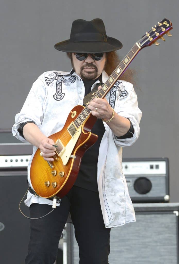 Gary Rossington is pictured here performing on his guitar in 2016.