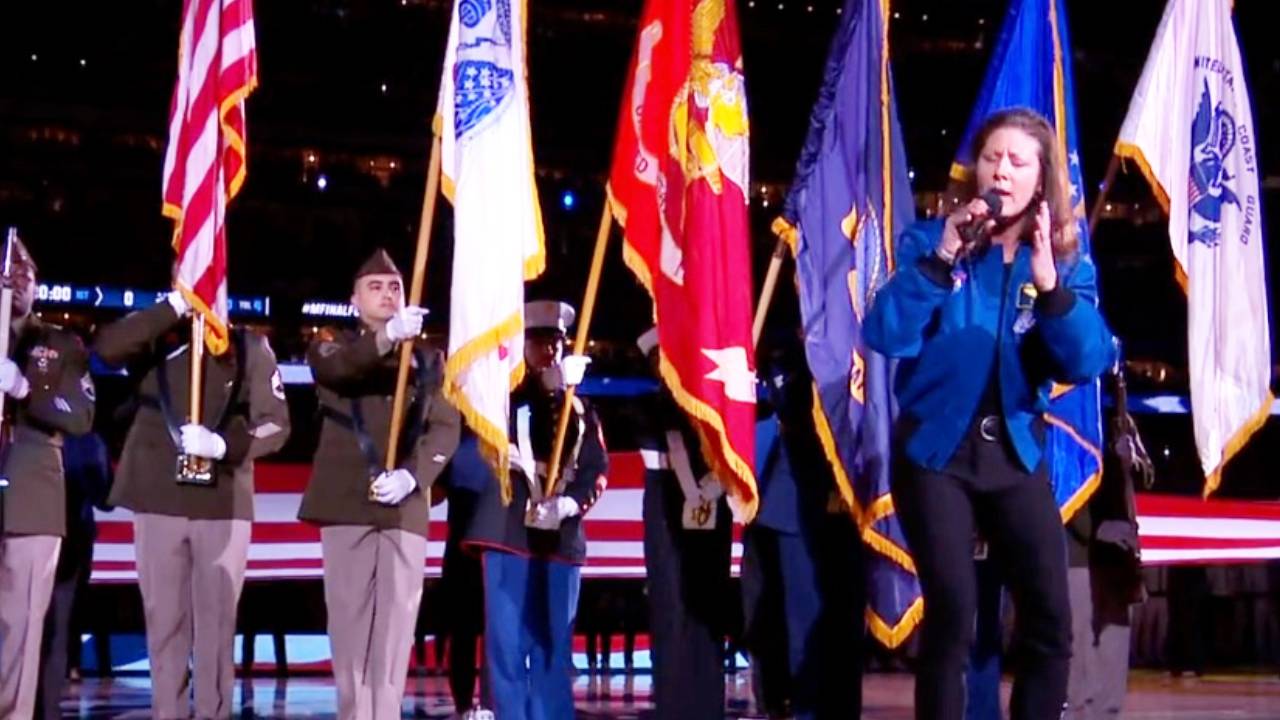 NASA Astronaut Performs National Anthem Before NCAA Championship Game