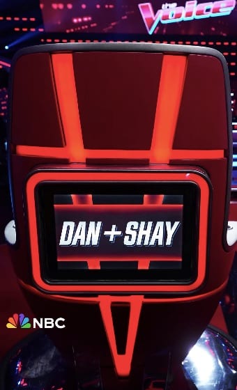 Image "The Voice" used to announce Dan + Shay joining the show as the first coaches to sit in the double chair