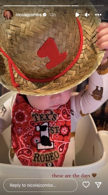 Photo of Luke and Nicole Combs' son, Tex, on his 1st birthday