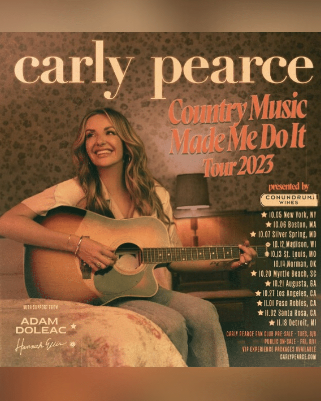 Carly Pearce reveals dates on her Country Music Made Me Do It tour