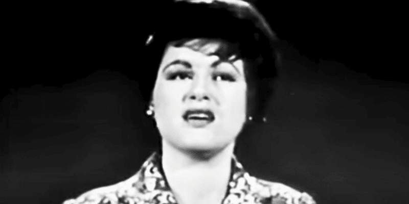 Patsy Cline is pictured here singing