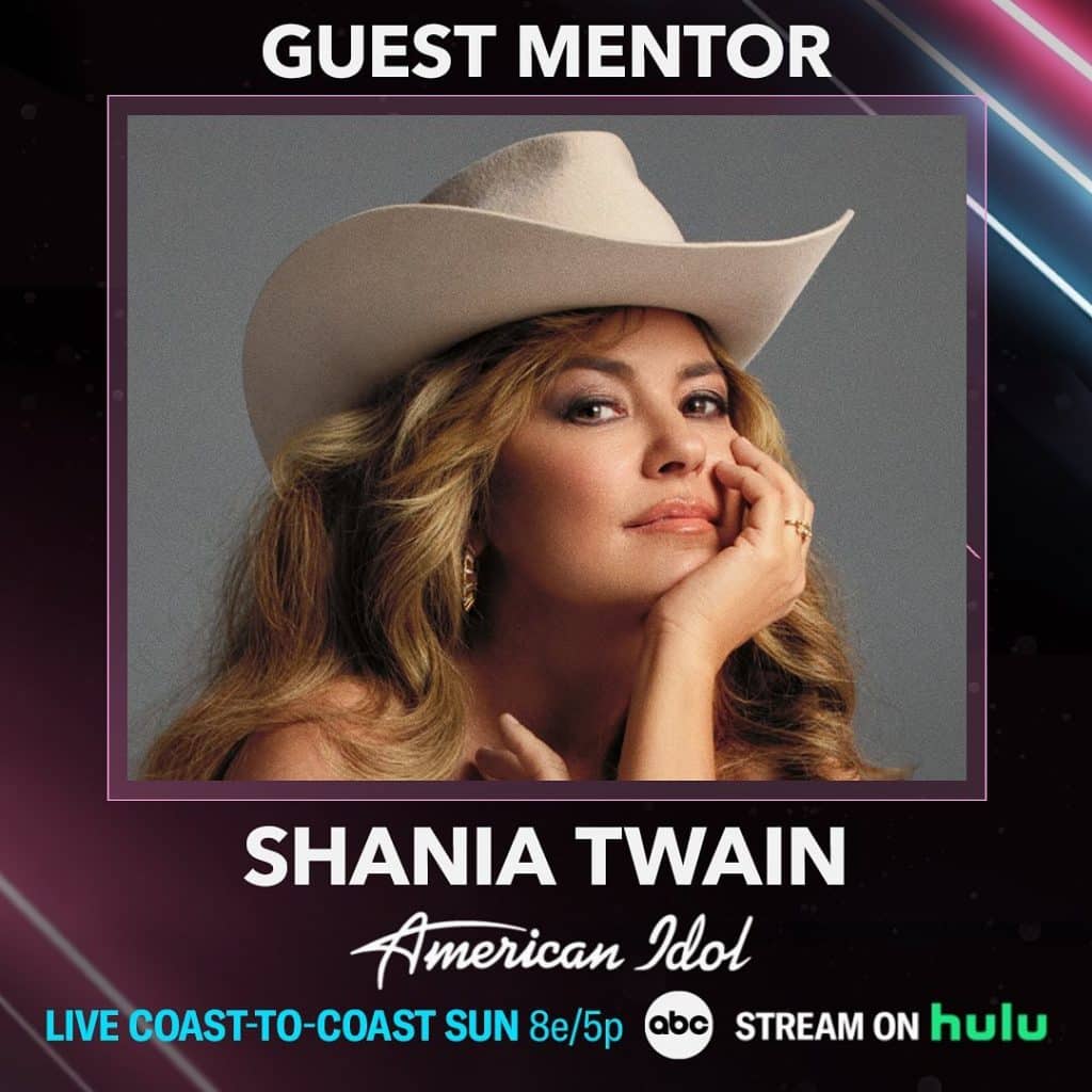 Shania Twain is coming to American Idol to serve as a mentor