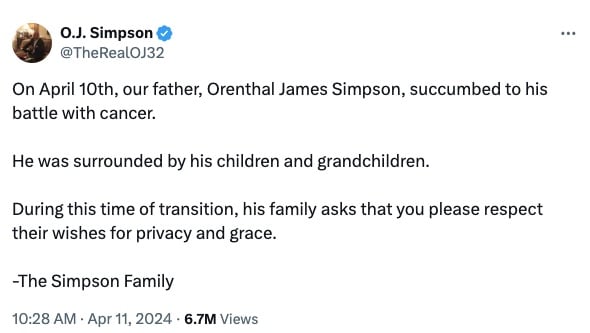 O.J. Simpson dies at age 76