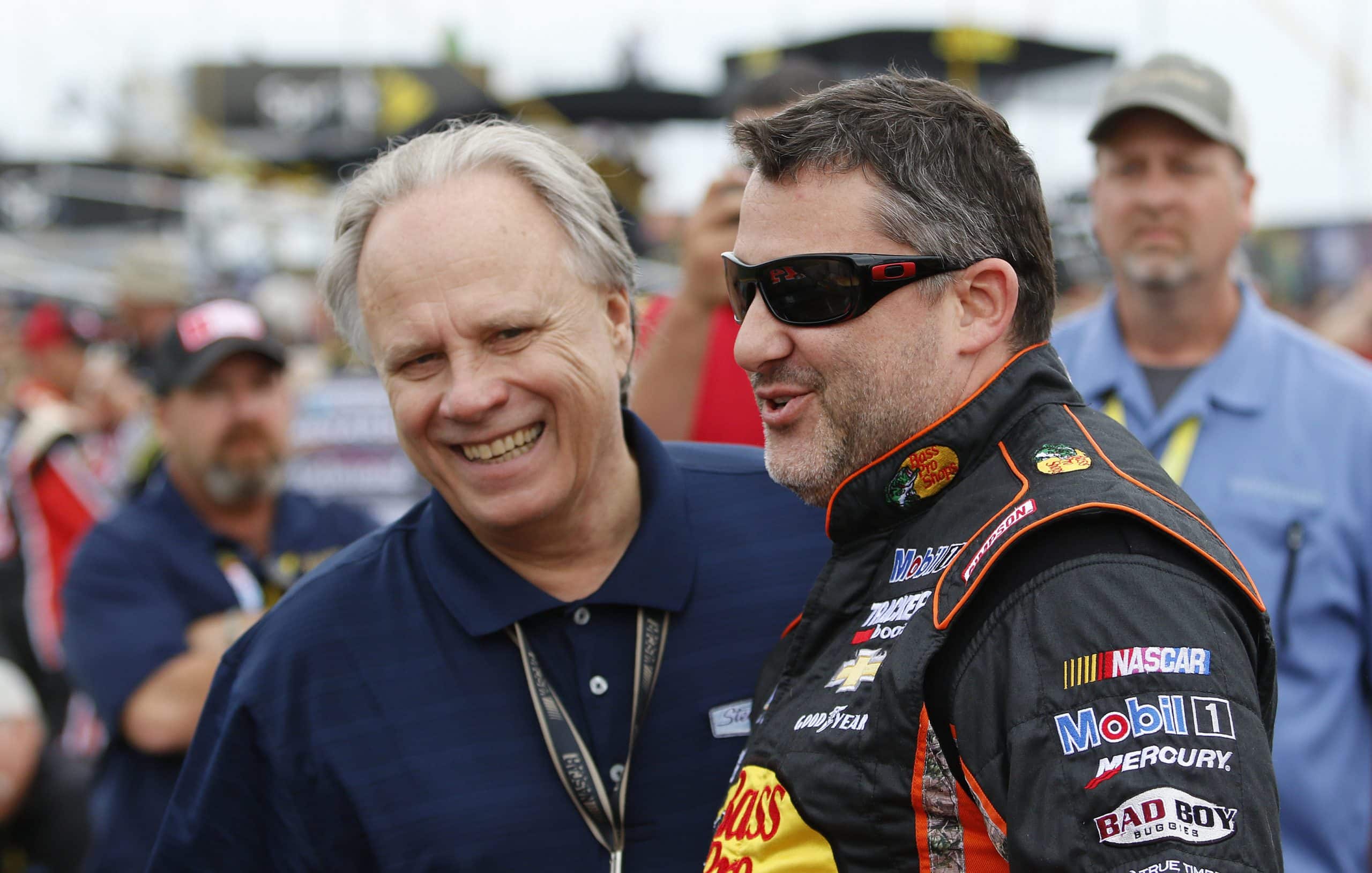 October 25, 2015: Gene Haas (l) and Tony Stewart (r) prior to the CampingWorld.com 500 NASCAR Sprint Cup race at the Talladega Superspeedway in Talladega, AL. (Photo by David J. Griffin/Icon Sportswire) (Photo by David J. Griffin/Icon Sportswire/Corbis/Icon Sportswire via Getty Images)