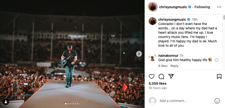 Chris Young shared this post after his dad had a heart attack