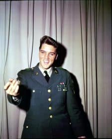 GERMANY - FEBRUARY 1959: Rock and roll singer Elvis Presley poses for a portrait during his tour of duty in Germany in February of 1959. (Photo by Michael Ochs Archives/Getty Images)