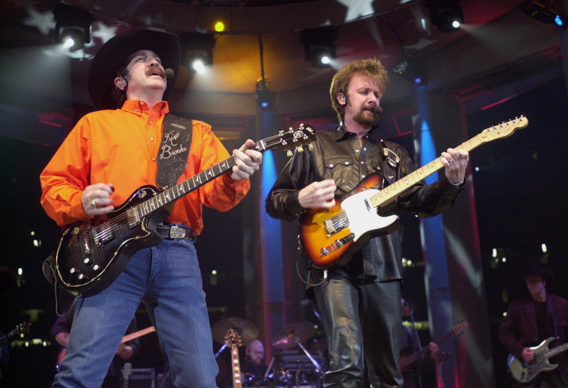 Kix Brooks, left, and Ronnie Dunn perform at the Houston Livestock Show and Rodeo at the Reliant Astrodome in Houston, TX., Monday night, Feb. 26, 2001. (Smiley N. Pool/Chronicle) 02/26/01 (Photo by Smiley N. Pool/Houston Chronicle via Getty Images)