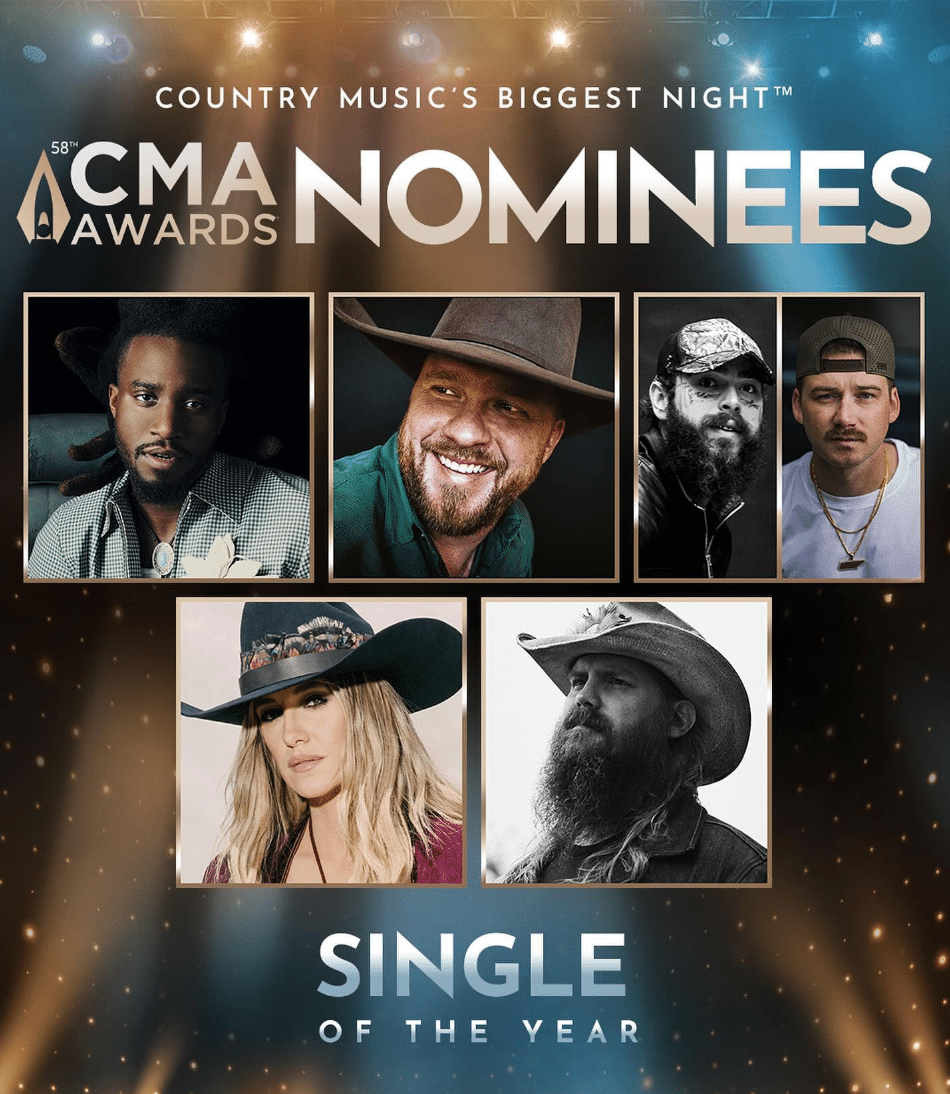 Shaboozey, Cody Johnson, Lainey Wilson, Chris Stapleton, Post Malone and Morgan Wallen nominated for 2024 CMA Awards Single of the Year