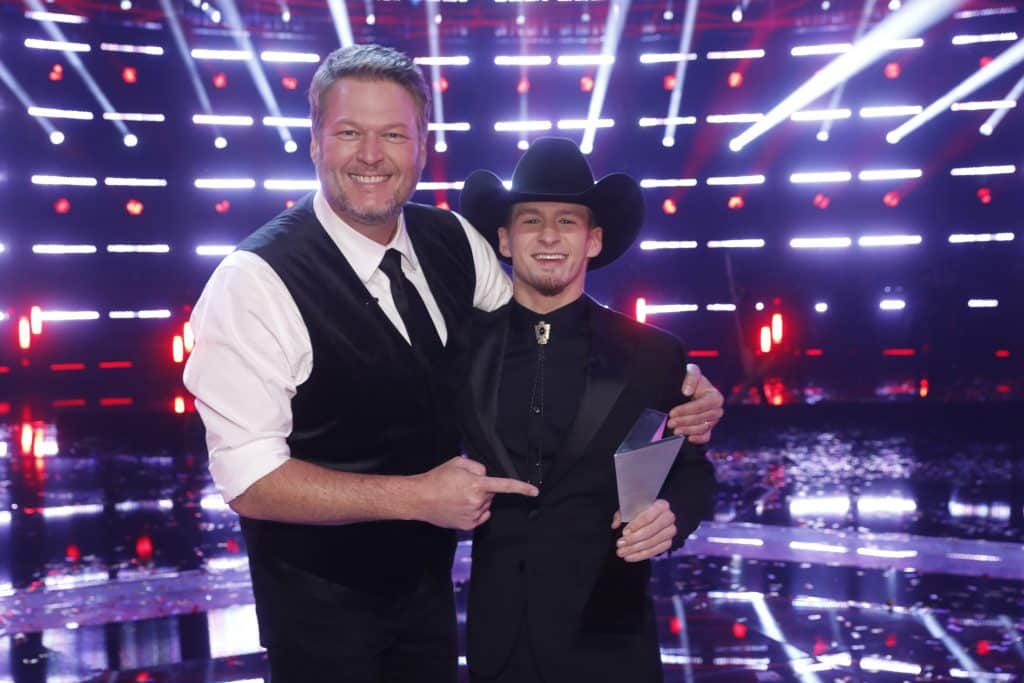 Blake Shelton with Season 22's winner of "The Voice," Bryce Leatherwood