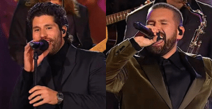 Dan + Shay sing "Rockin' Around the Christmas Tree" at the 2024 Rockefeller Center Tree lighting ceremony