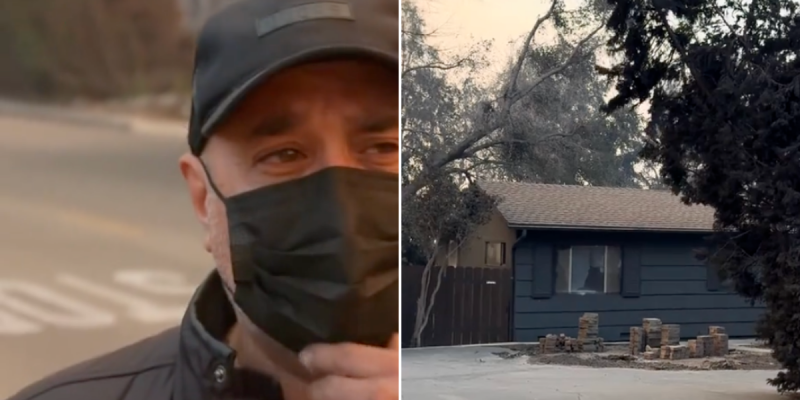 Man Sheds Tears As He Realizes That His Home Is The Only One Left Standing After Fire