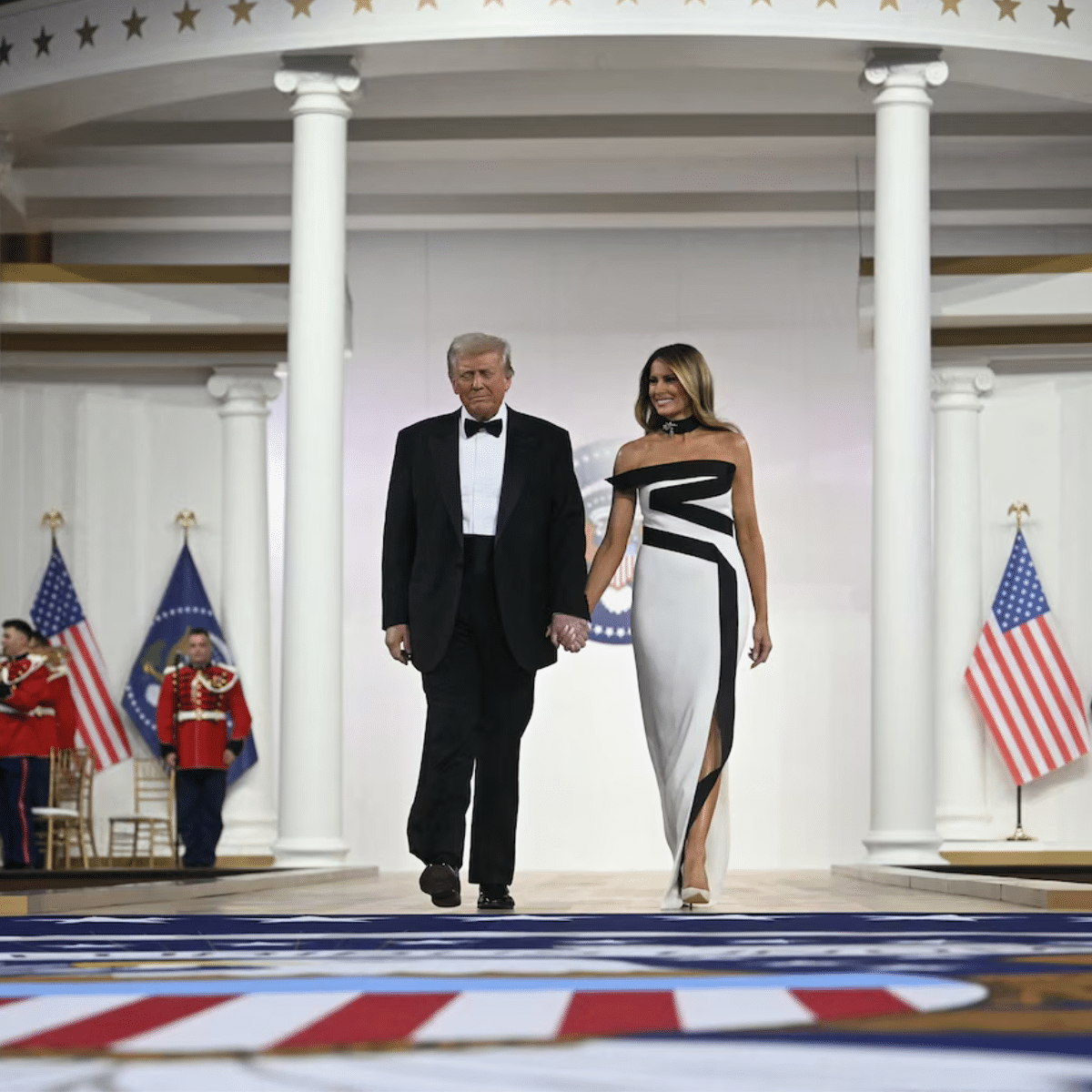 Donald and Melania Trump arrive at the Commander in Chief Ball