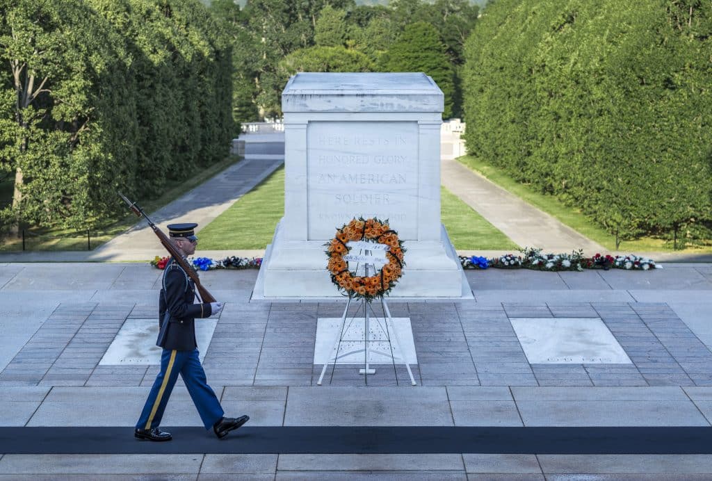 ARLINGTON CEMETERY, FORT MYER, VIRGINIA, UNITED STATES - 2013/06/01: Guarded Tomb of the Unknown Soldier, Arlington Cemetery.