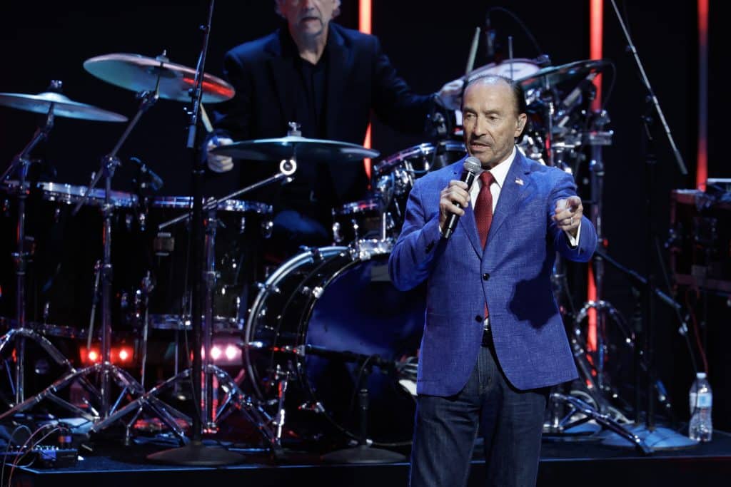 Singer Lee Greenwood performs on the first day of the Republican National Convention at the Fiserv Forum on July 15, 2024 in Milwaukee, Wisconsin.