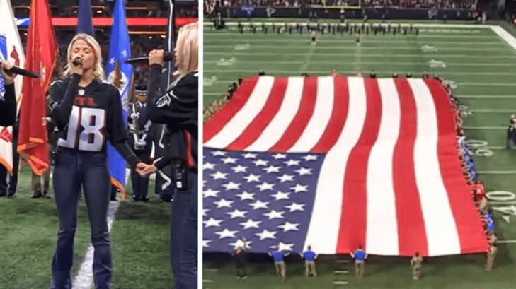 The Castellows sing the National Anthem at Atlanta Falcons game on January 5