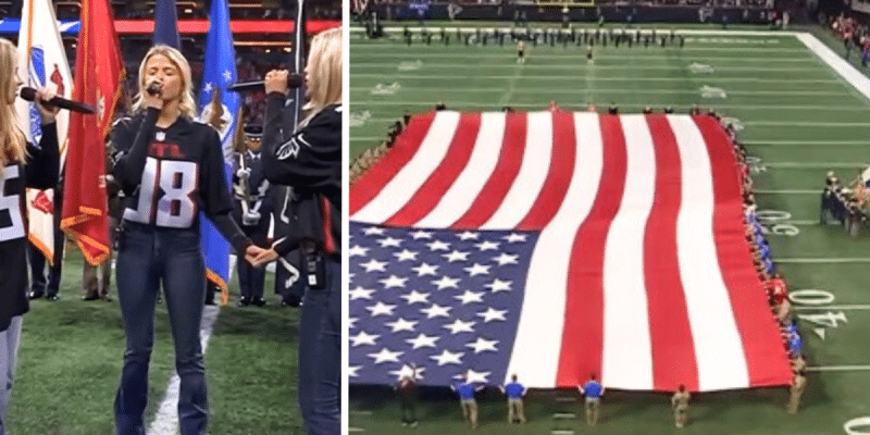 The Castellows sing the National Anthem at Atlanta Falcons game on January 5