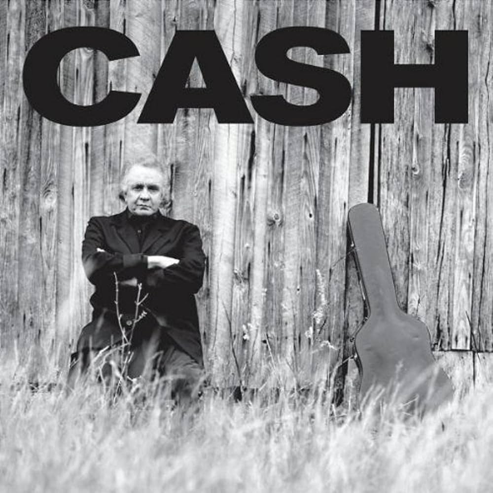 The cover art for Johnny Cash's Grammy-winning album, Unchained