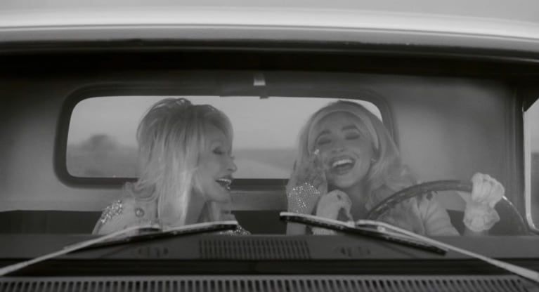 Dolly Parton and Sabrina Carpenter in their "Please Please Please" music video