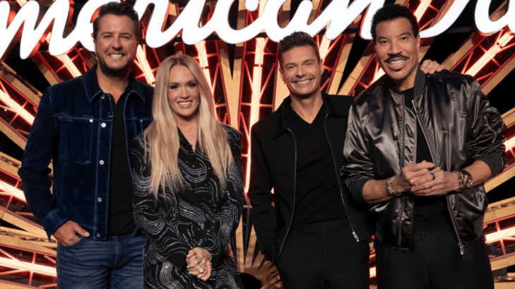 American Idol judges Luke Bryan, Carrie Underwood, and Lionel Richie during Hollywood Week