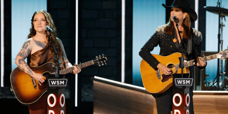 ashley mcbryde and terri clark on stage opry