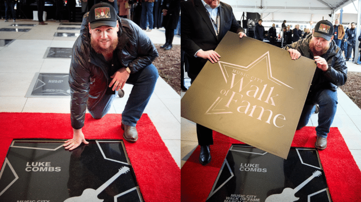 Luke Combs accepts his star of the Music City Walk of Fame