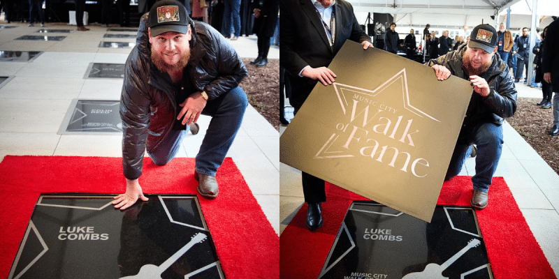 Luke Combs accepts his star of the Music City Walk of Fame