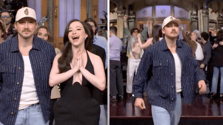 Morgan Wallen as he left the stage during the end credits of SNL on March 29.