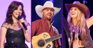 Collage image of country stars Martina McBride, Cody Johnson, and Lainey Wilson, who had unusual jobs before they got famous.