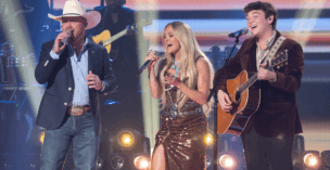Cody Johnson, Carrie Underwood, and Slater Nalley sing together on American Idol
