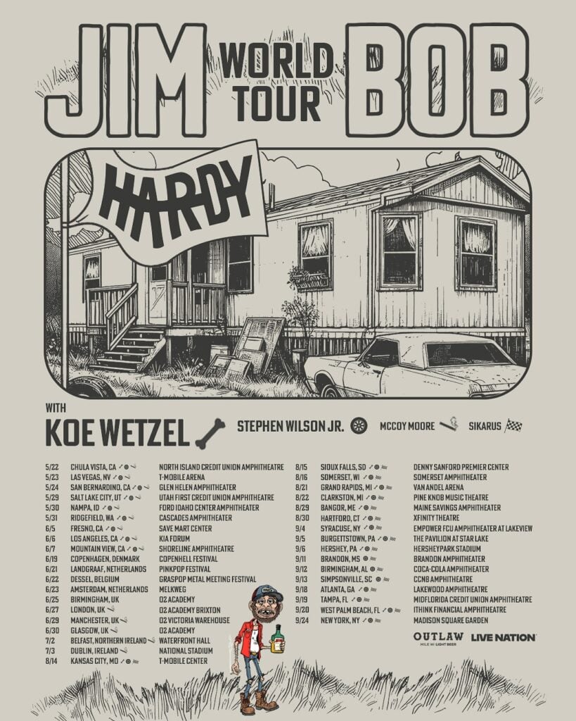 The tour dates for HARDY's Jim Bob World Tour, which he had to cancel the European leg of.