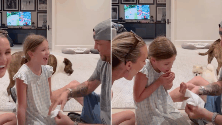 Brittany Aldean shared a video of her daughter loosing her first tooth.