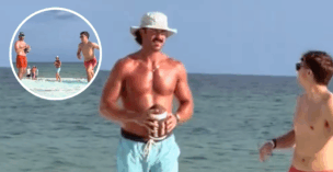 Riley Green Plays Football On The Beach