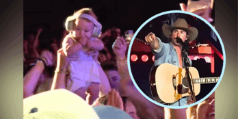 At a Riley Green concert in Franklin, TN, Riley spotted a "patriotic baby" in the crowd during his cover of Toby Keith's "Courtesy Of The Red, White, And Blue."