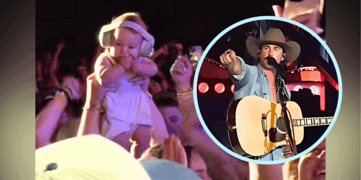 At a Riley Green concert in Franklin, TN, Riley spotted a "patriotic baby" in the crowd during his cover of Toby Keith's "Courtesy Of The Red, White, And Blue."