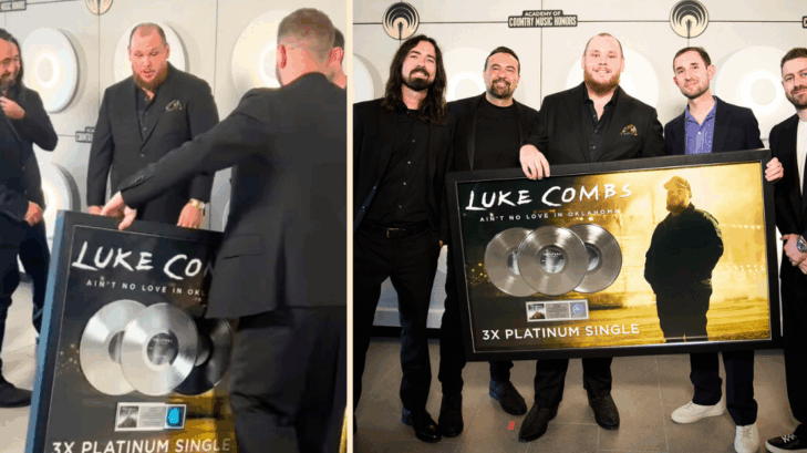 Luke Combs was surprised with a plaque at the ACM Honors for a song going platinum