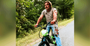 Country artist Morgan Wallen shared a photo of himself with fresh cuts and scrapes as he sits atop a dirt bike.