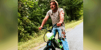 Country artist Morgan Wallen shared a photo of himself with fresh cuts and scrapes as he sits atop a dirt bike.
