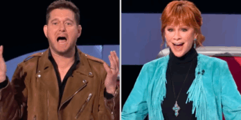 Michael Buble and Reba McEntire freak out after the new rule is used on The Voice