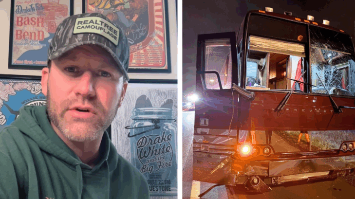 Drake White reveals his tour bus was involved in a crash
