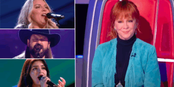 Reba McEntire with her Voice team members Cori Kennedy Aaron Nichols, and Vinya Chhabra
