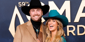 Lainey Wilson and her fiancé Duck Hodges at the CMA Awards in 2025