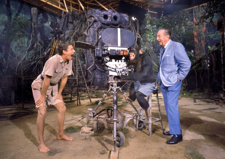 Dick Van Dyke with Walt Disney on set