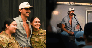 Tucker Wetmore took a break from his tour to perform for the troops stationed in Guam, expressing his gratitude for their service and even singing a Toby Keith classic...