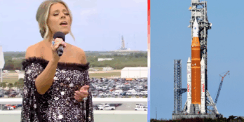 Christian artist Anne Wilson sings the National Anthem at Artemis II launch